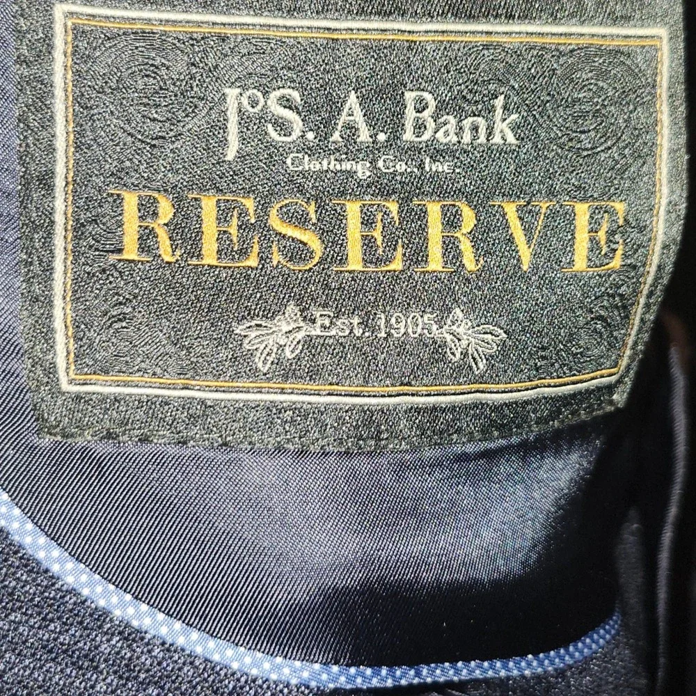 Jos. A. Bank Reserve‎ Mens 48 Long Silk Wool Navy Blue Plaid Blazer Sport Coat